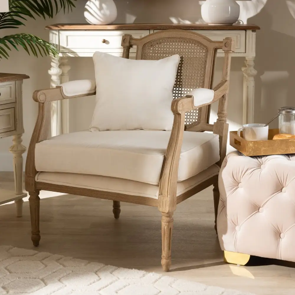 Carved Wood Framed Accent Chair