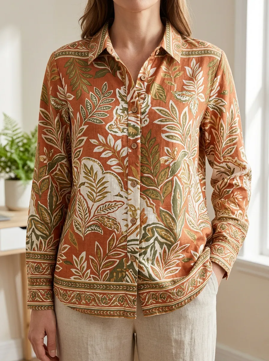 Women's Wilderness Botanical Nature Lover Leaf Shirt