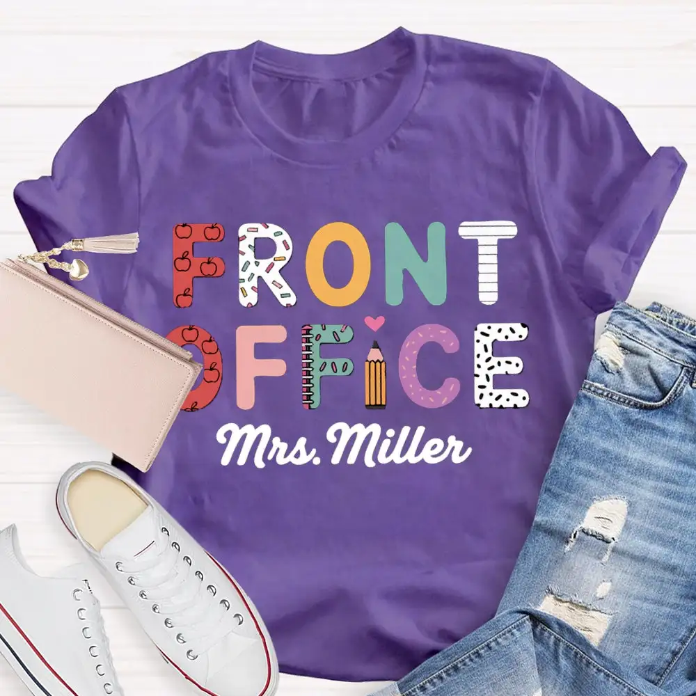 Personalized Name Front Office Colored Letters T-Shirt