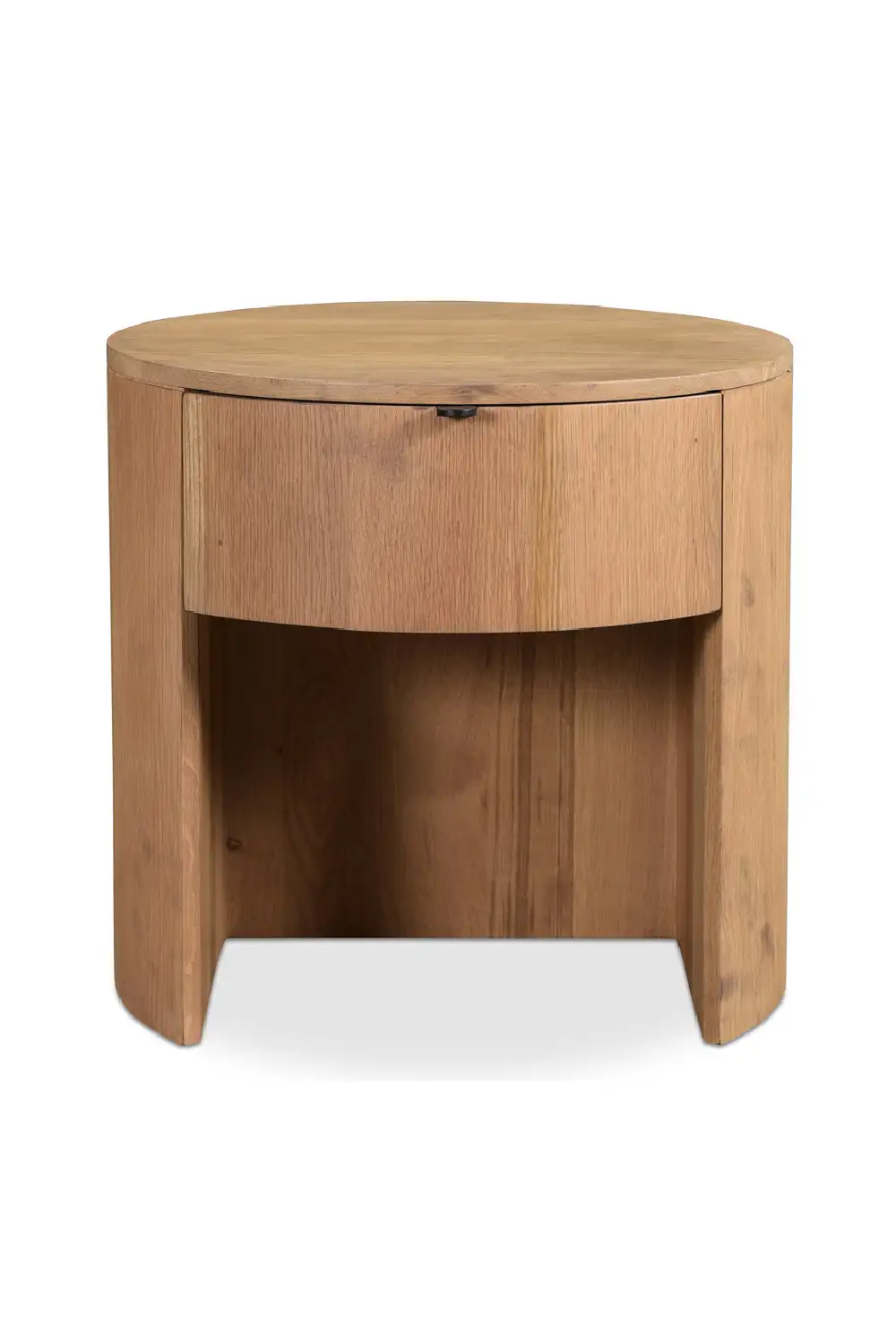 Refined Oak Round Drawer Nightstand