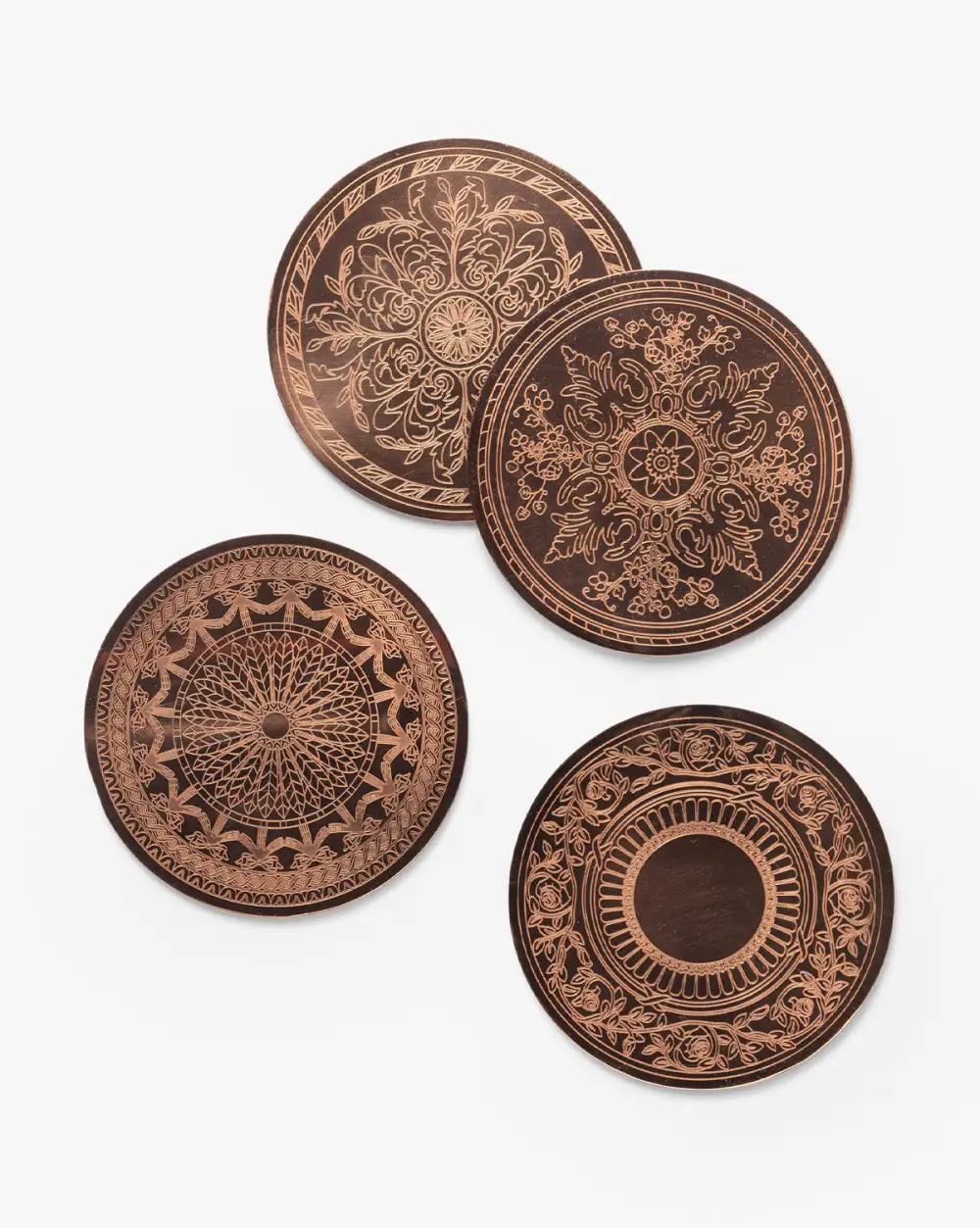 Embossed Copper Coaster Set