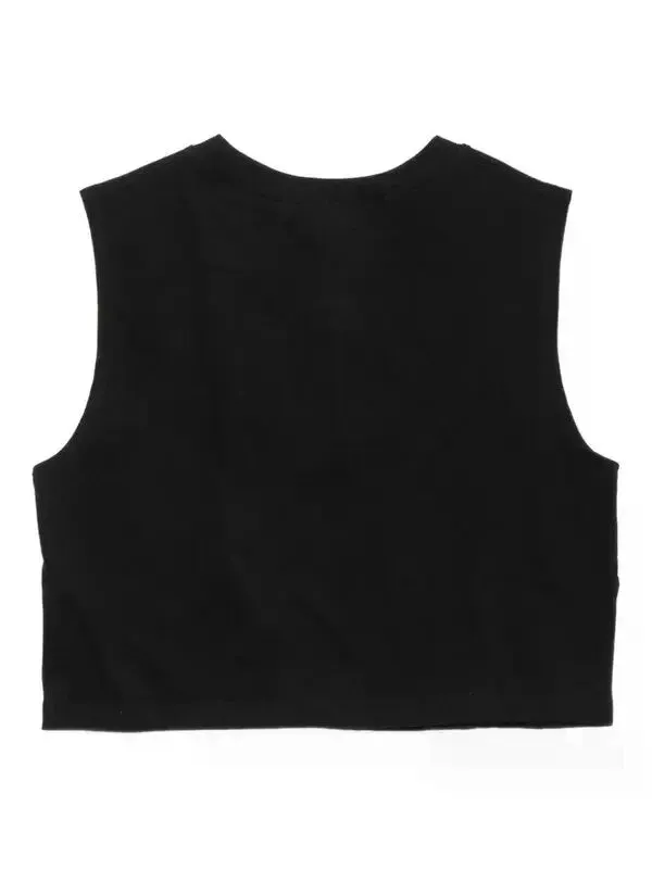 Cotton Sleeveless Cropped Henley Top