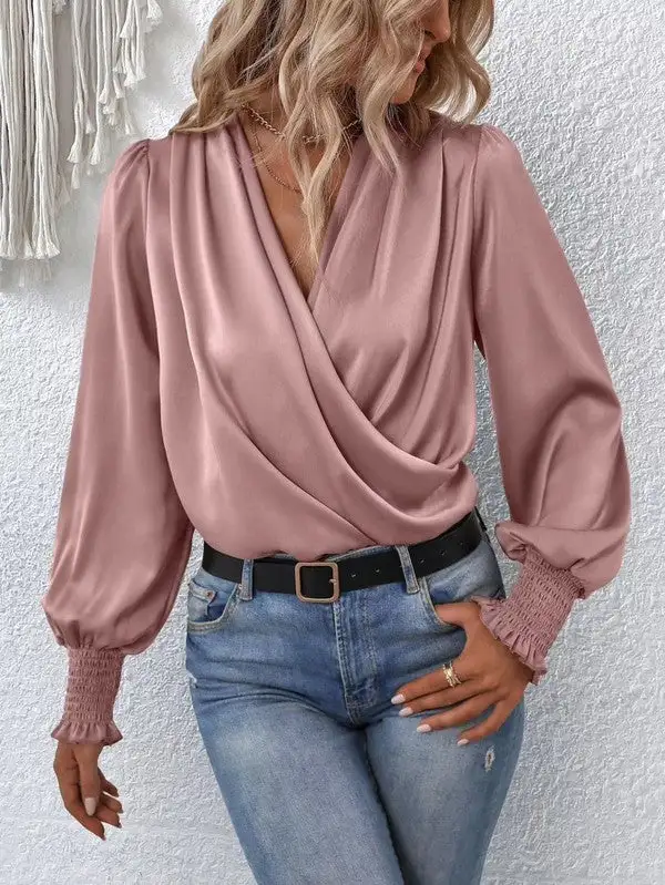 Crossover Satin Feel Blouse