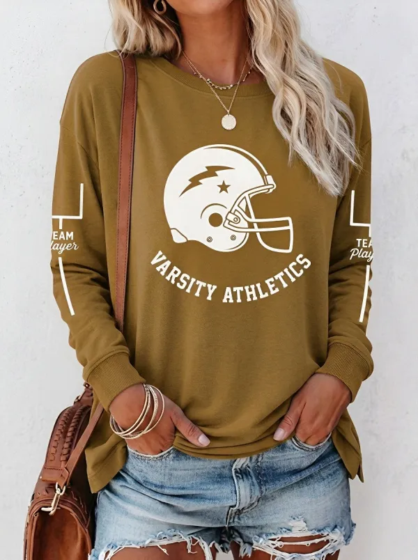 Women's Football Fan Varsity Athletics Helmet Printed Sweatshirt
