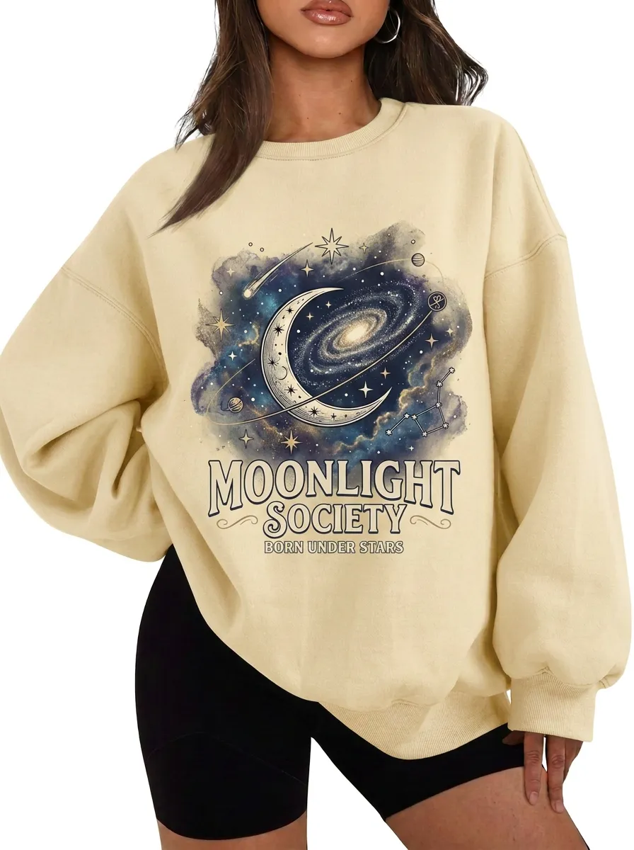 Women's Celestial Moonlight Society Galaxy Printed T-shirt