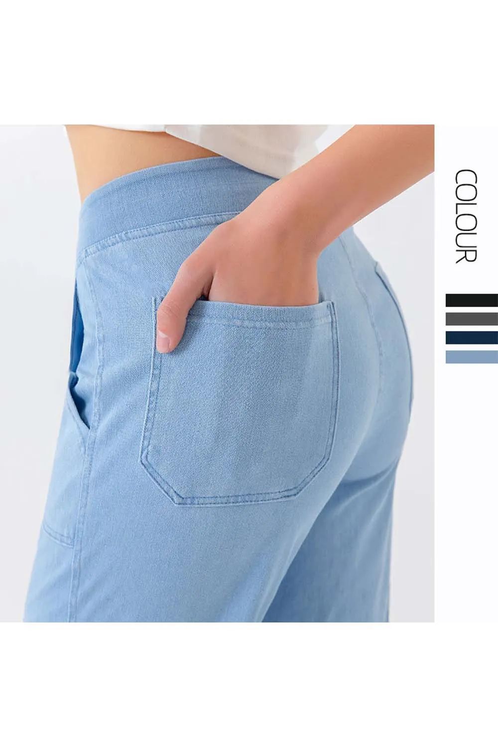 Button Fly Pocket Long Denim Jeans