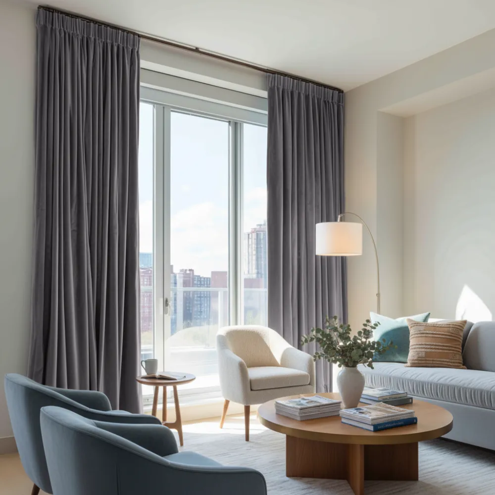 Velvet Pencil Pleat Curtain Panel