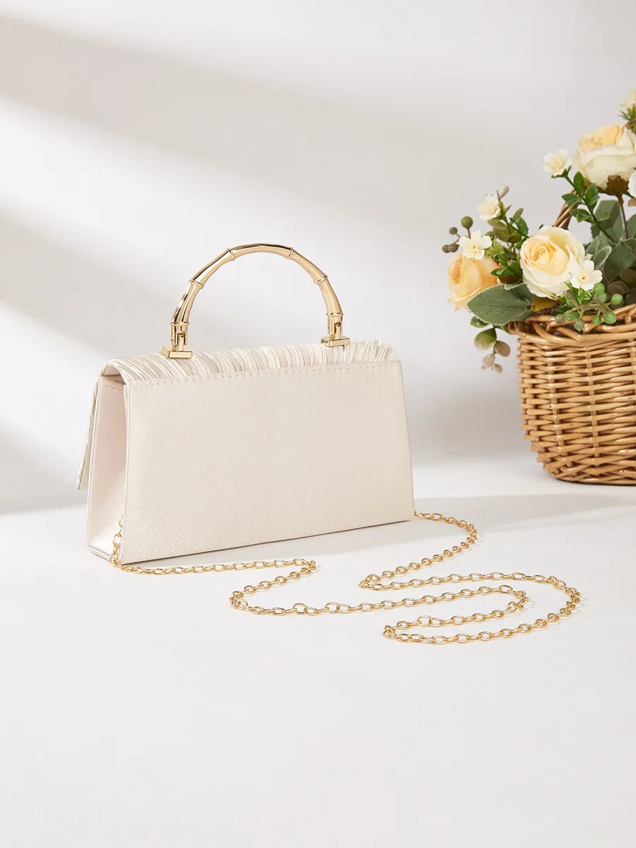 Emery Pleated Pearl Flower Chain Bag