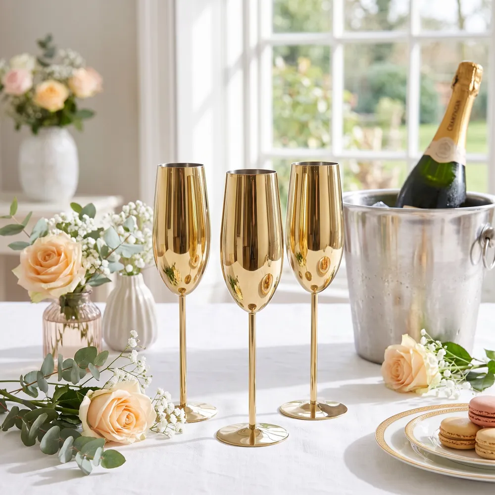 Stainless Steel Stemmed Wine & Champagne Glasses