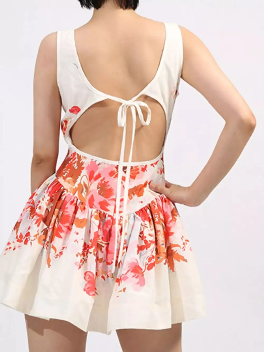 Lightweight Feel Floral Printed Sleeveless Mini Dress
