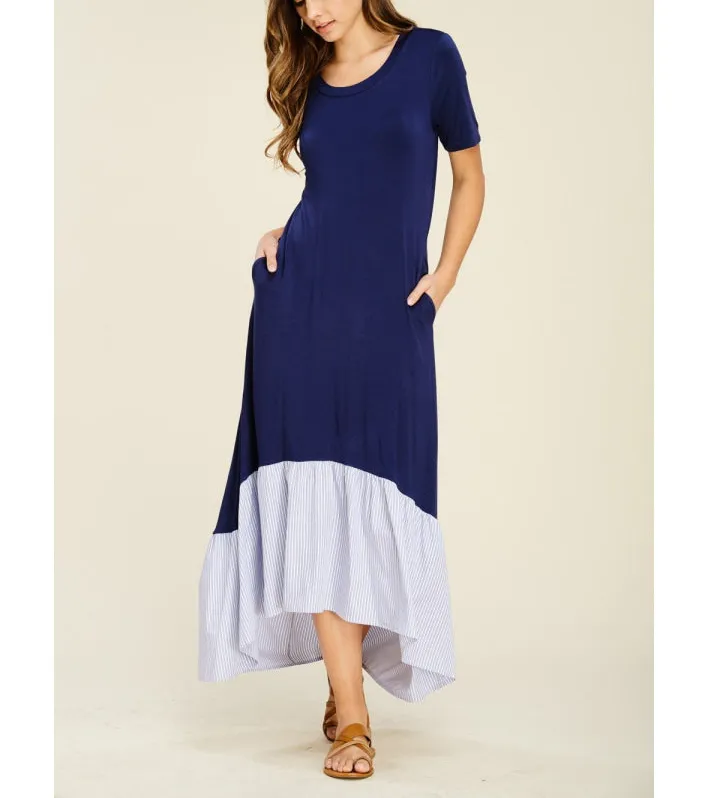 Hi Low Ruffle Hem Midi Dress - - Size