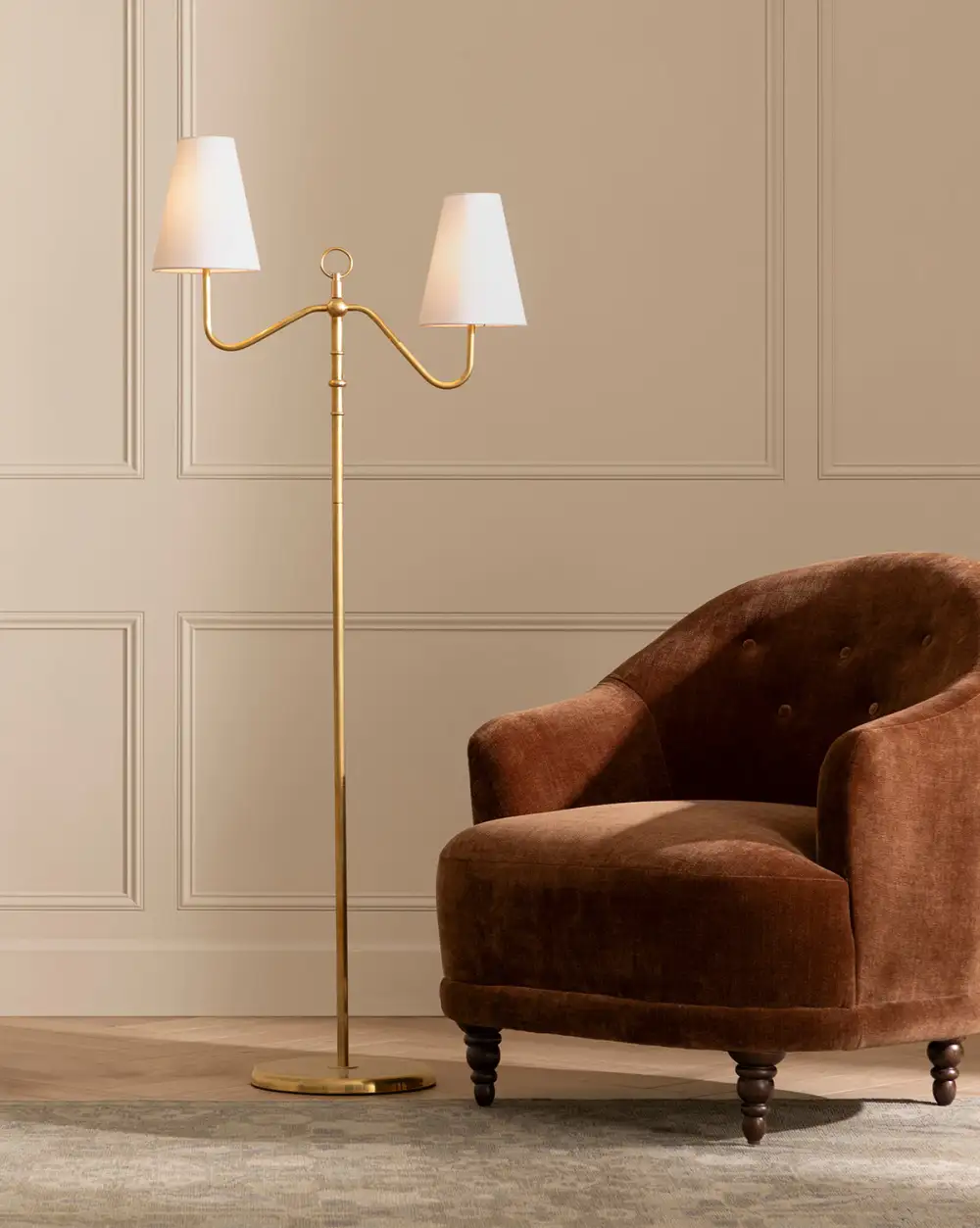 Double-Arm Sculptural-Form Floor Lamp