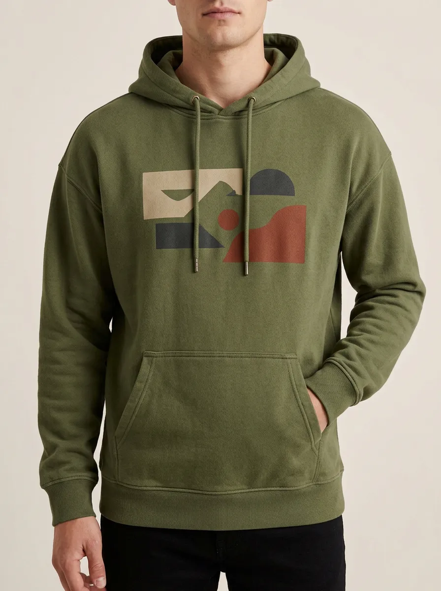 Men's Abstract Mountain Landscape Print Hoodie