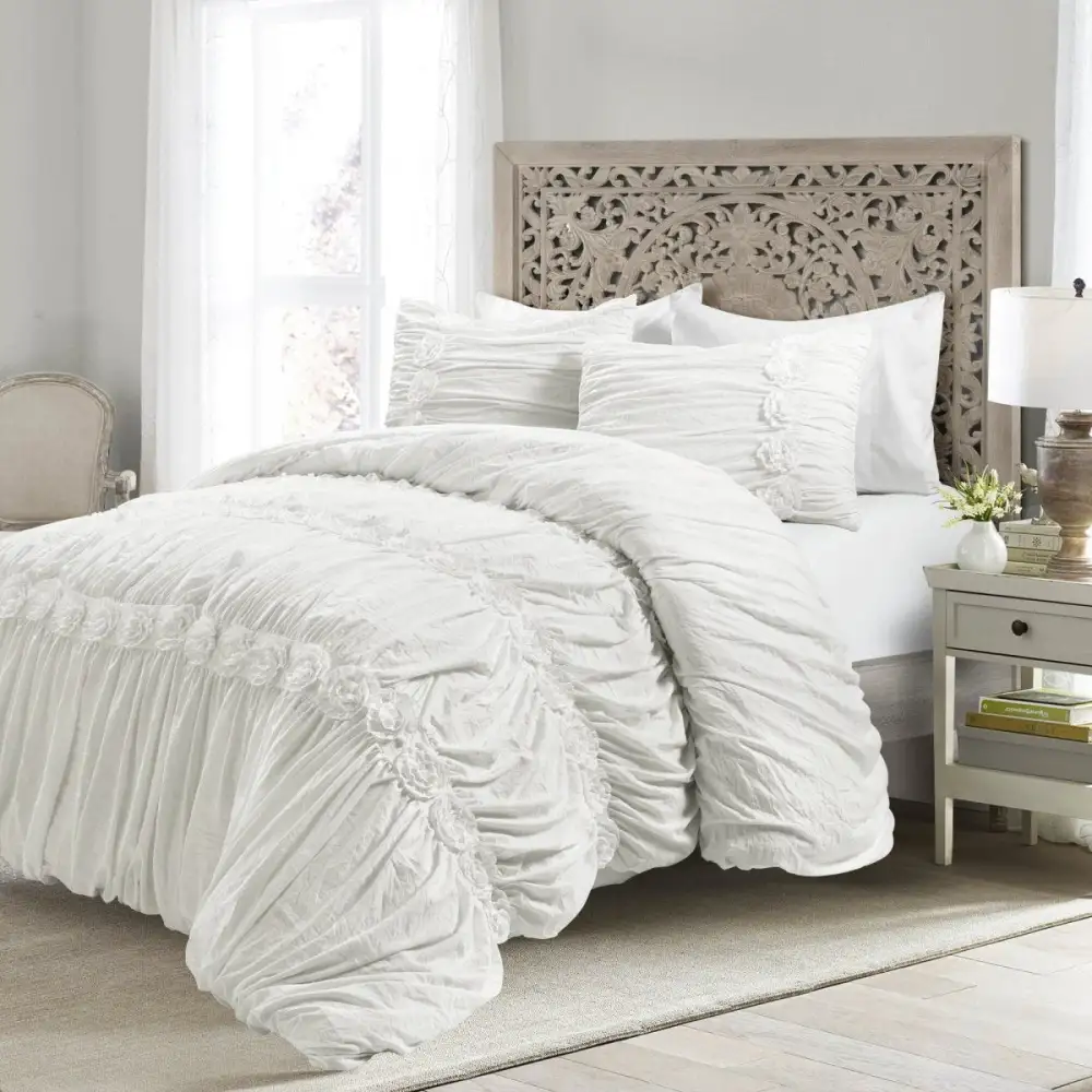 Casual Floral Textured Comforter Bedding Set