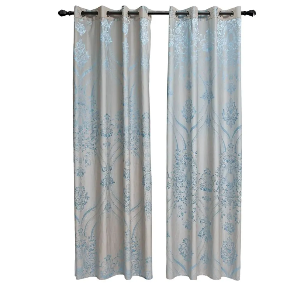 Semi-Blackout Geometric Floral Grommet Modern Curtain Panel