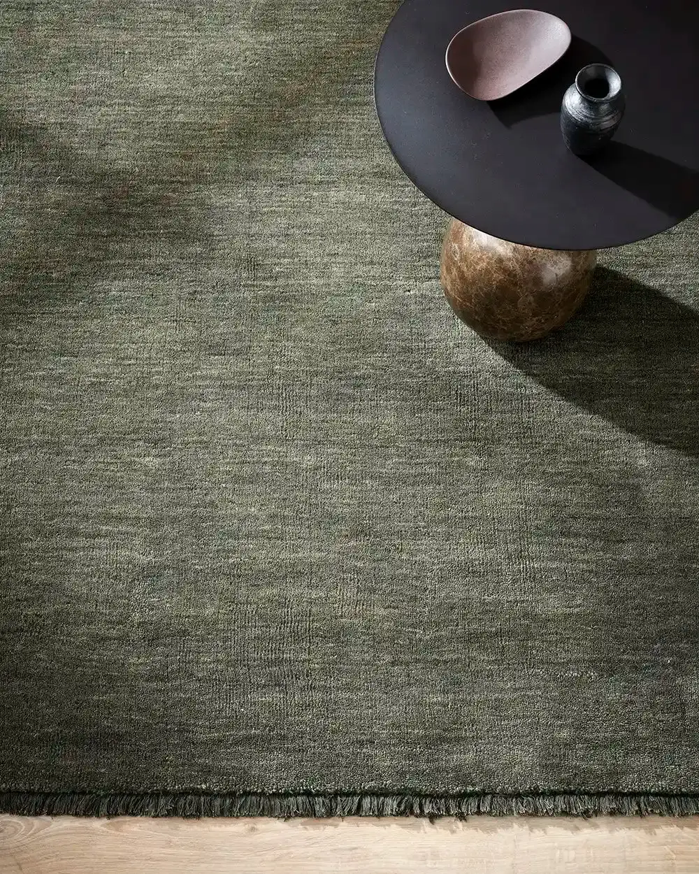 Wool Contemporary Minimalist Layered Area Rug