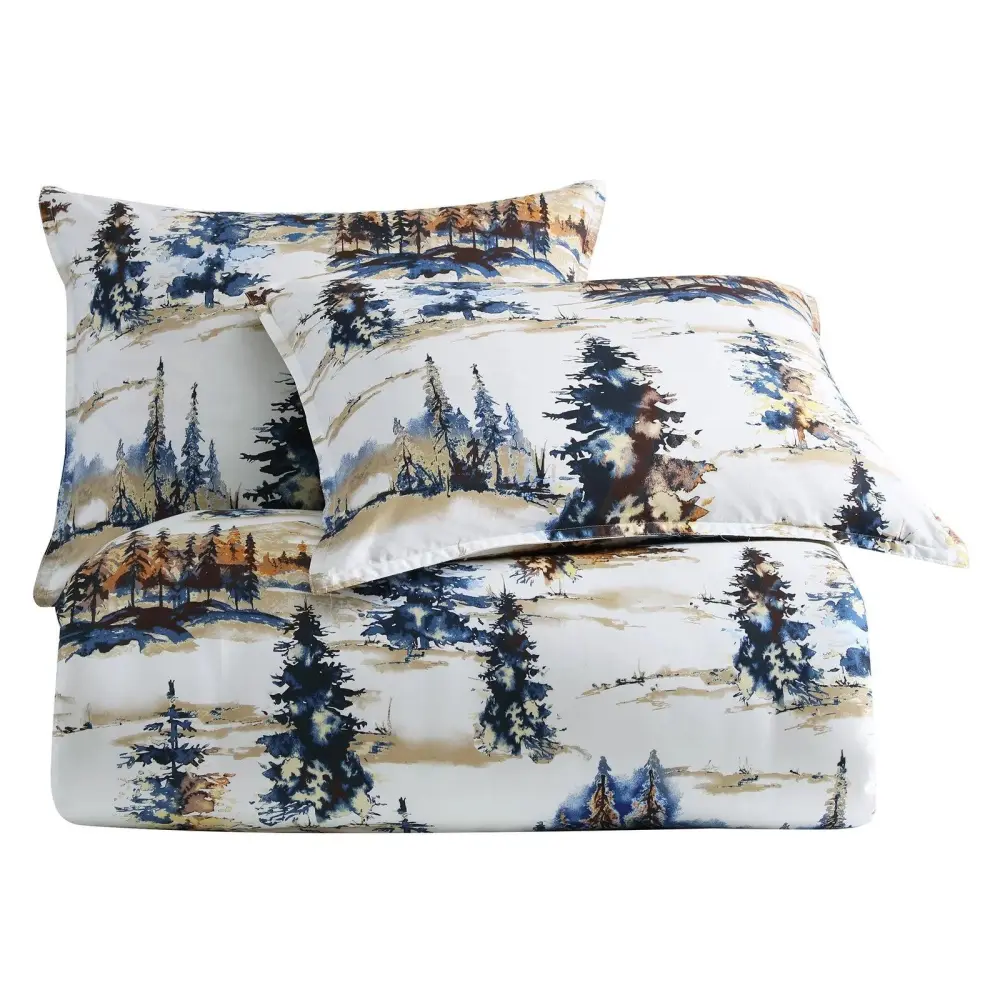 Reversible Pine Motif Duvet Cover Set