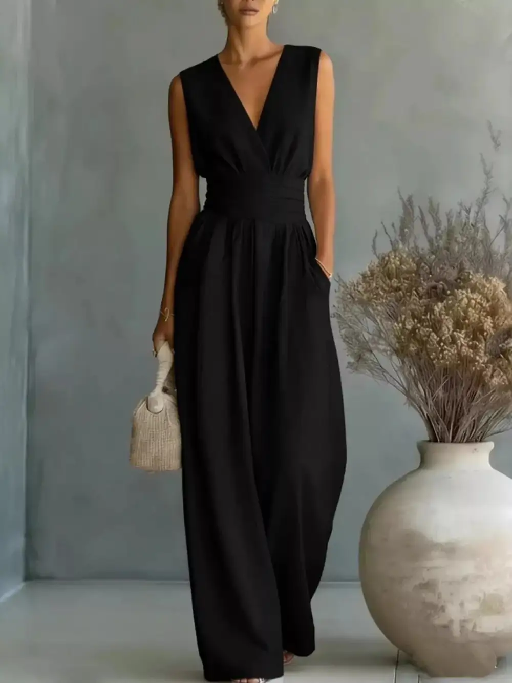 Plus Size Sleeveless Wide Leg Jumpsuit