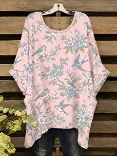 Bird Nature Women's Loose Printed T-Shirt