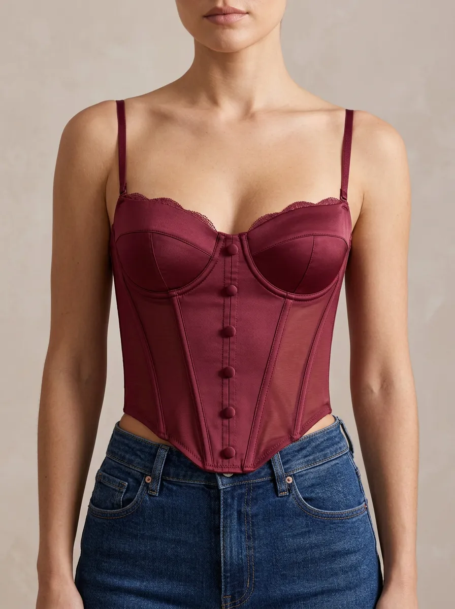 Classic Lace-Trim Women's Corset-Style Top