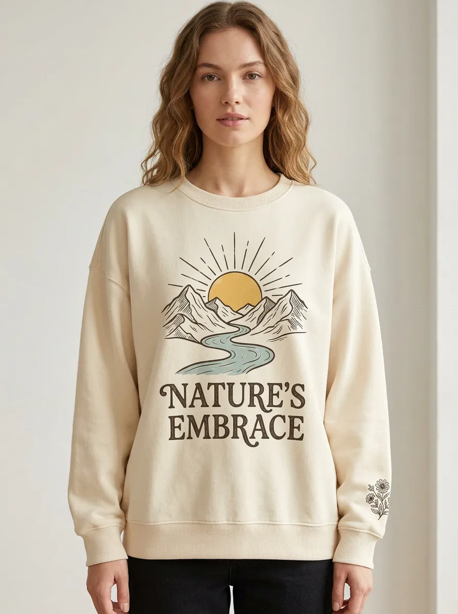 Nature Lover Mountain River Sun Sweatshirt