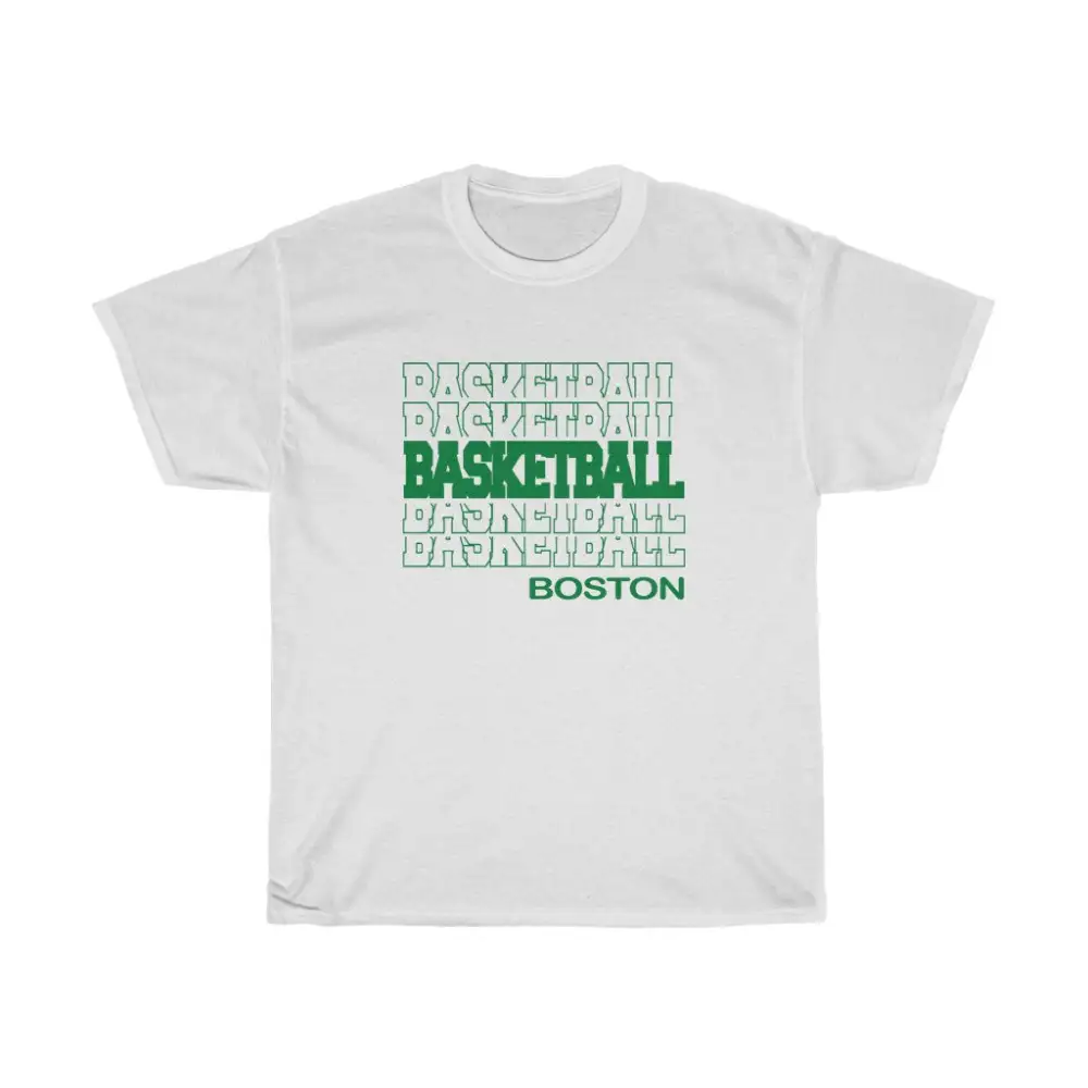Basketball Boston in Modern Stacked Lettering (Green)