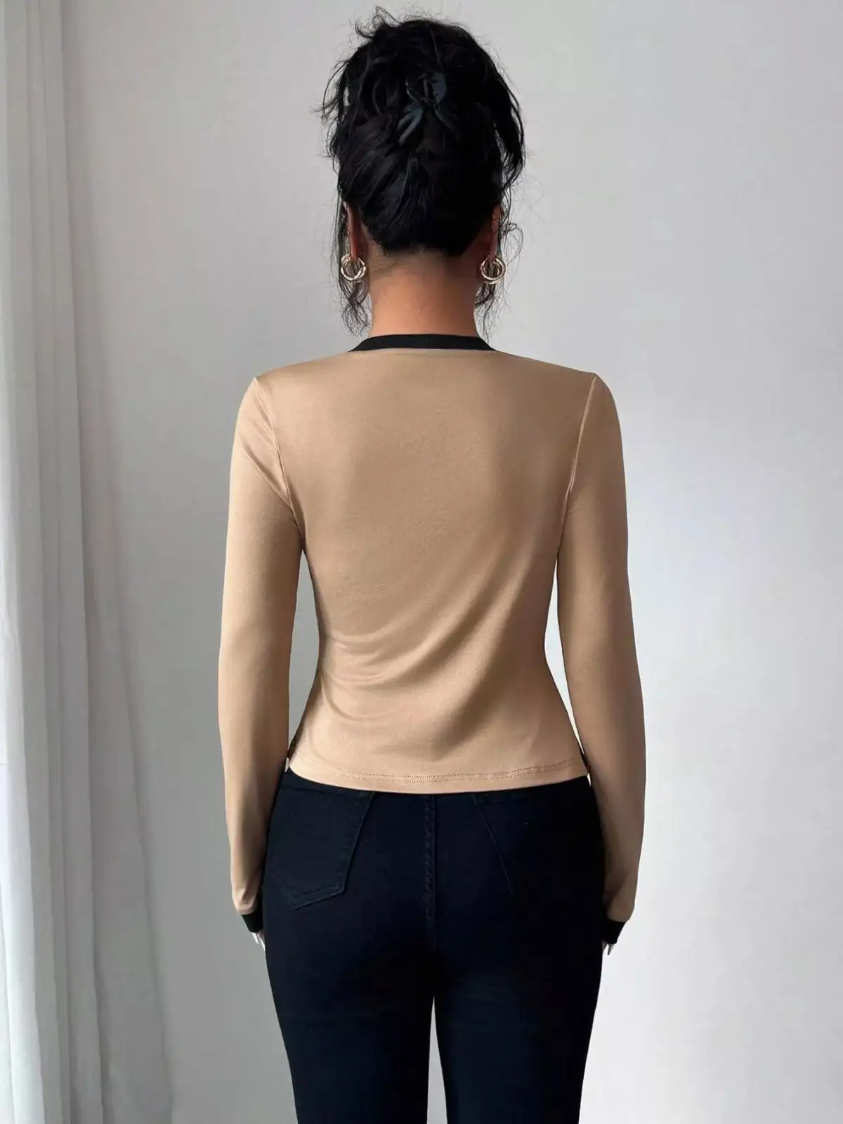 Contrast-Trim Cardigan Matching Set