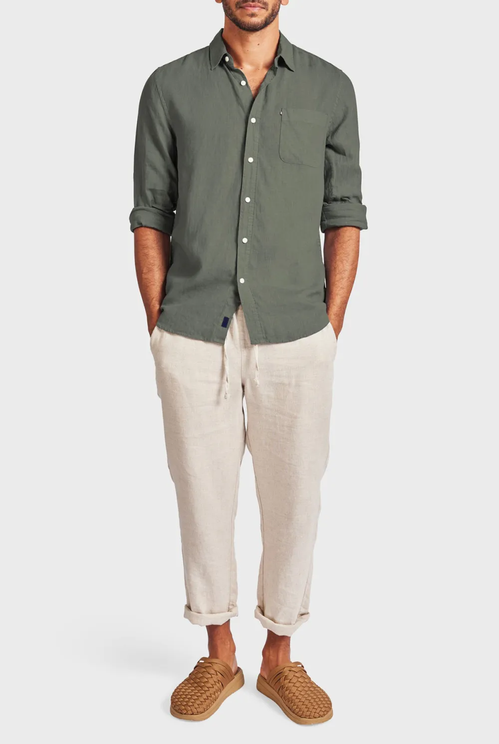 Abstract Stripe Linen Casual Button Up Shirt