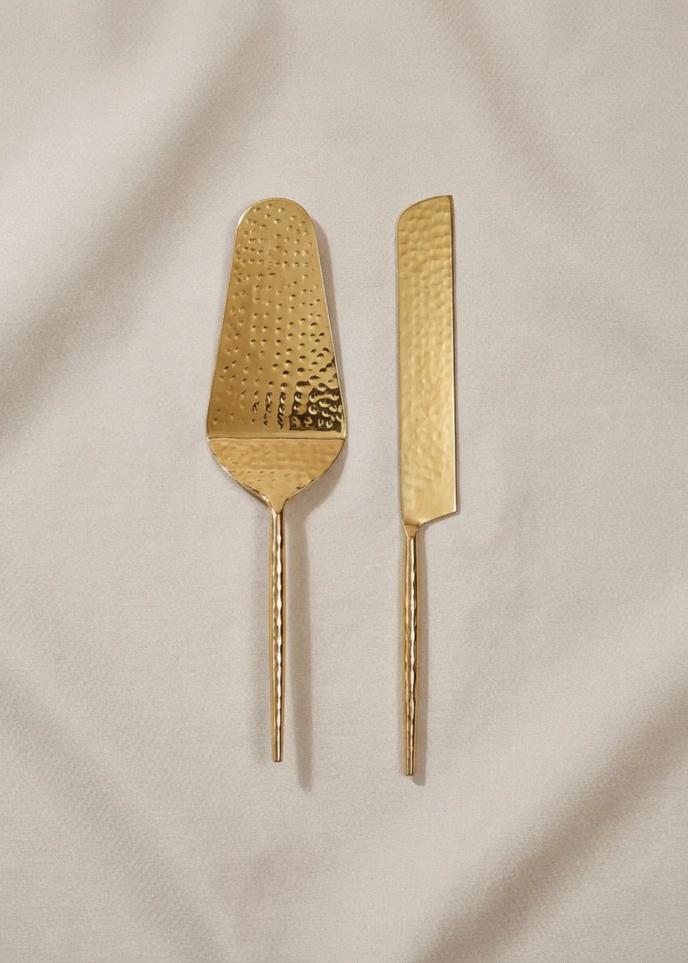 Artisan Hammered Cake Knife And Server