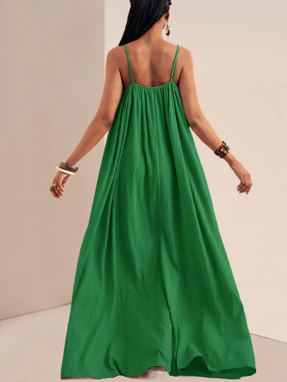 Ruched Spaghetti-Strap Maxi Dress
