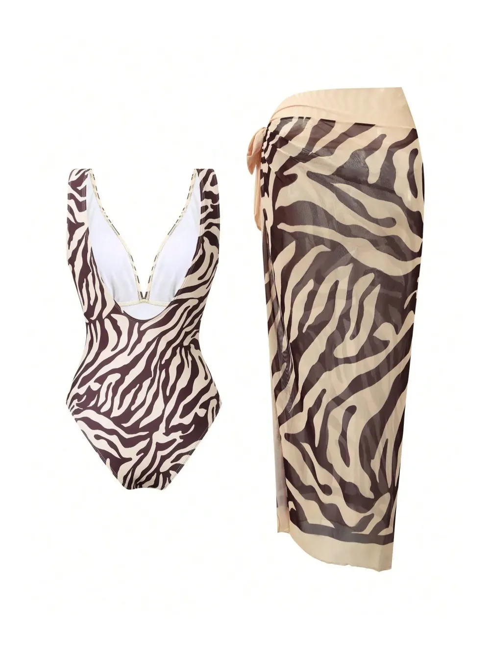 Grace Zebra-print Swimsuit Set