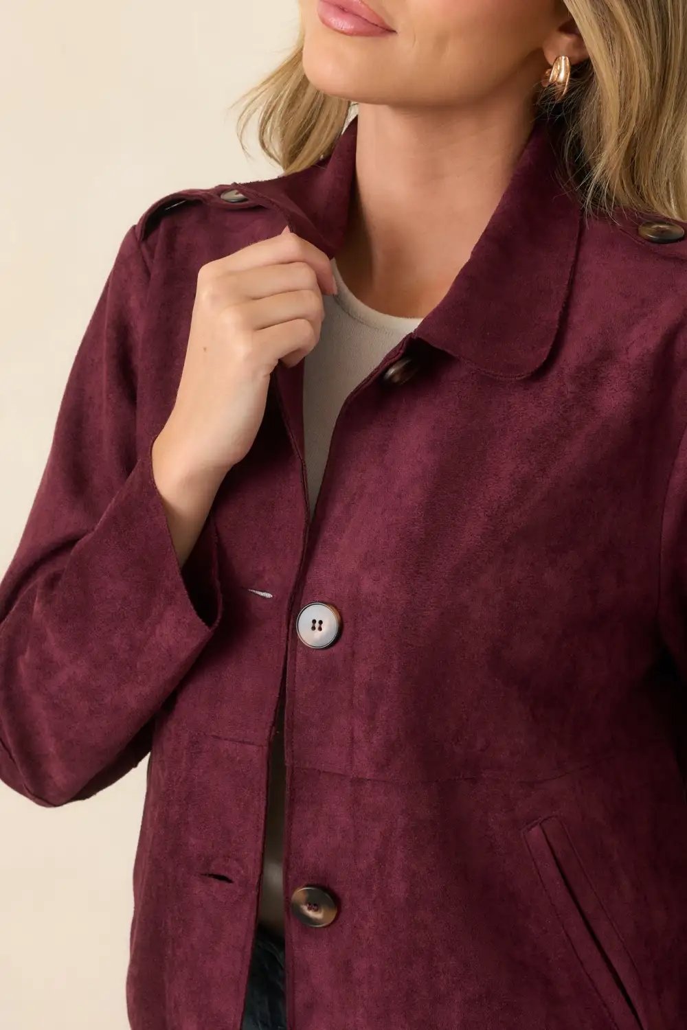 Cropped Faux Suede Jacket