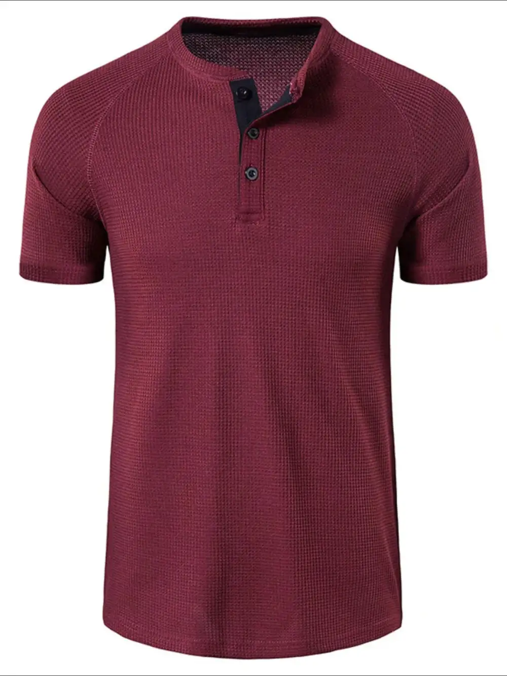 Relaxed Waffle Knit Henley Tee