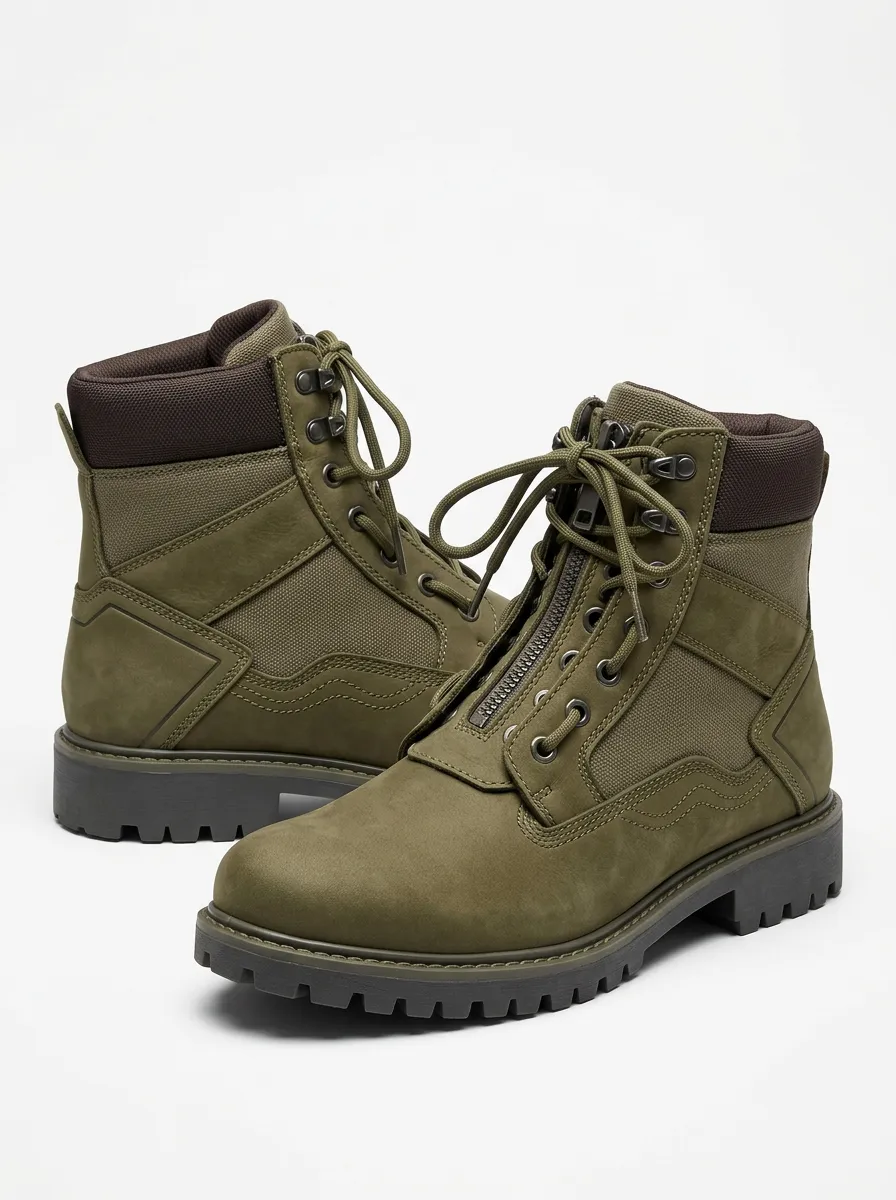 Unisex Military Style Zippered Tactical Work Boots