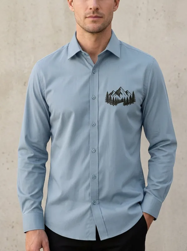 Men's Outdoor Nature Lover Mountain Forest Printed Shirt