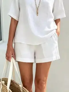 Tailored Refined Pocketed Top and Shorts Matching Set
