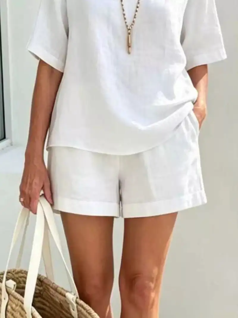 Tailored Refined Pocketed Top and Shorts Matching Set