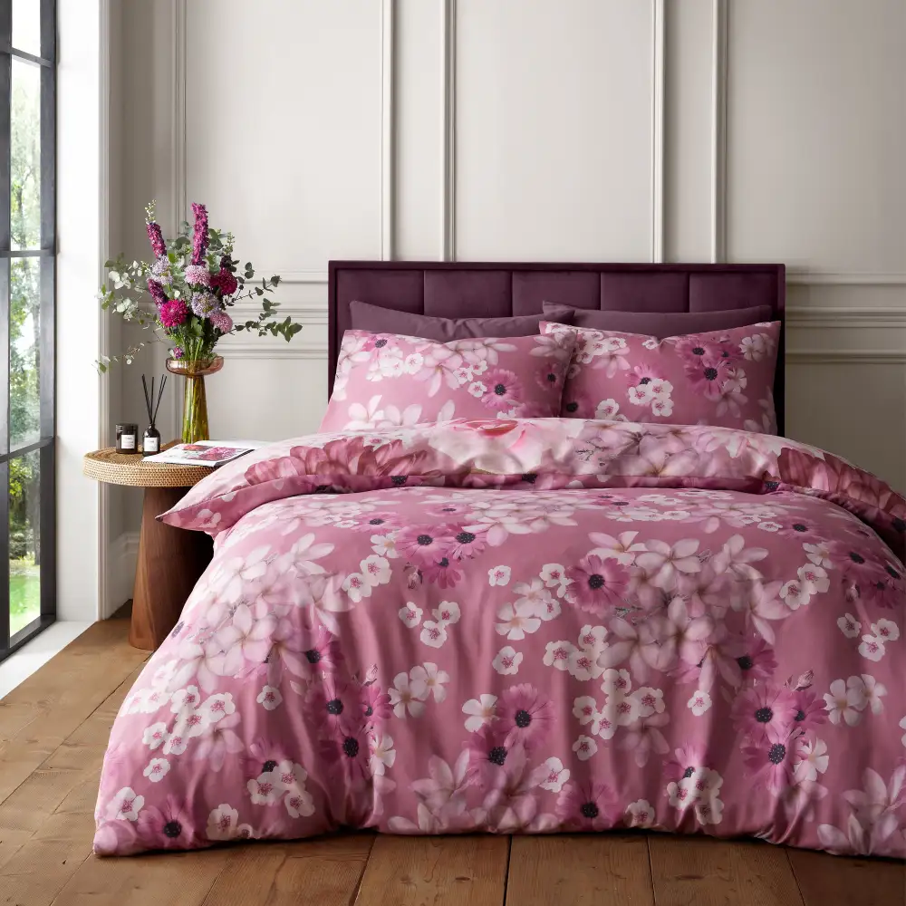 Printed Floral Microfiber Duvet Cover Set