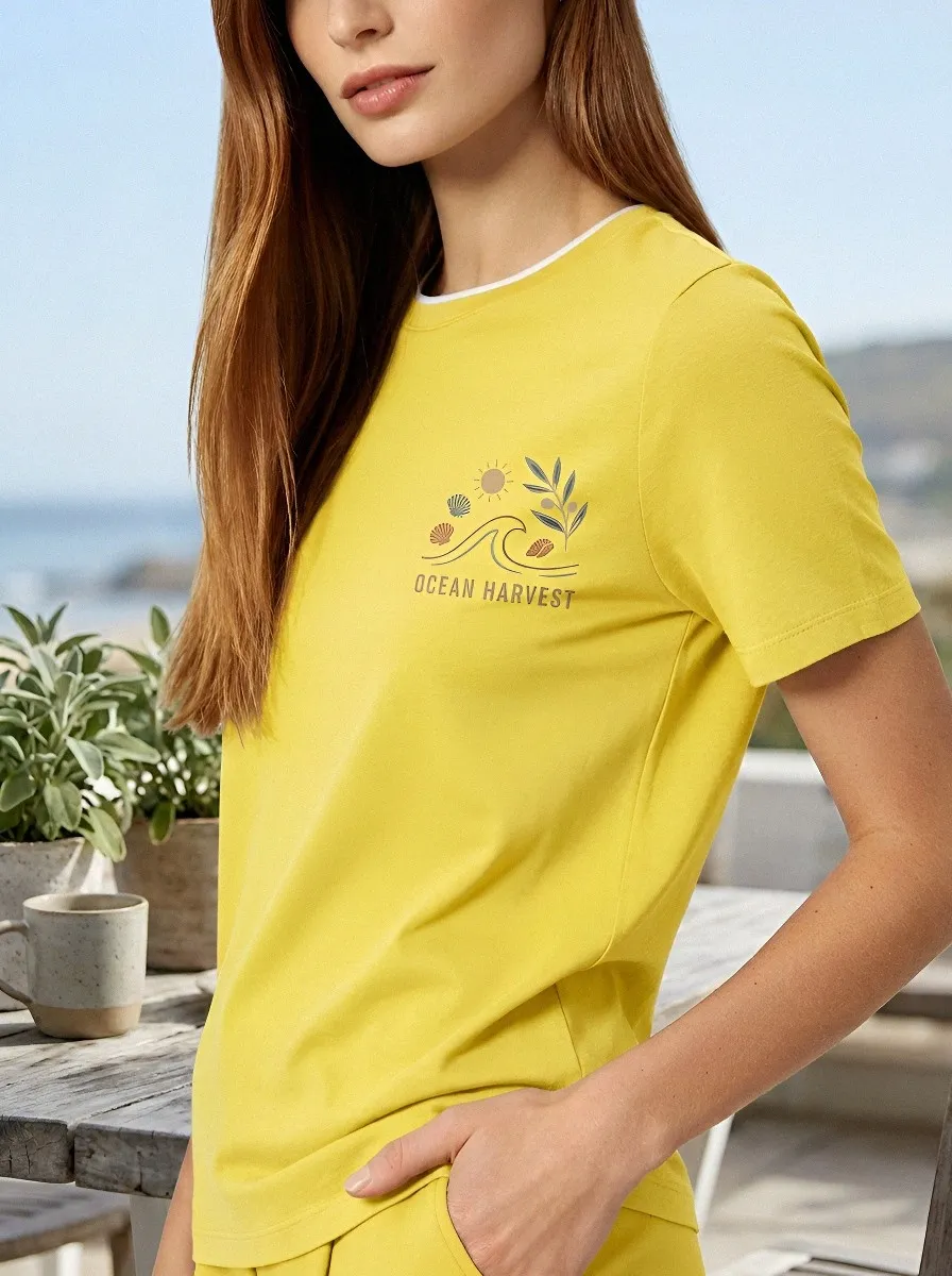 Women's Ocean Harvest Beach Wave Shell Printed T-shirt