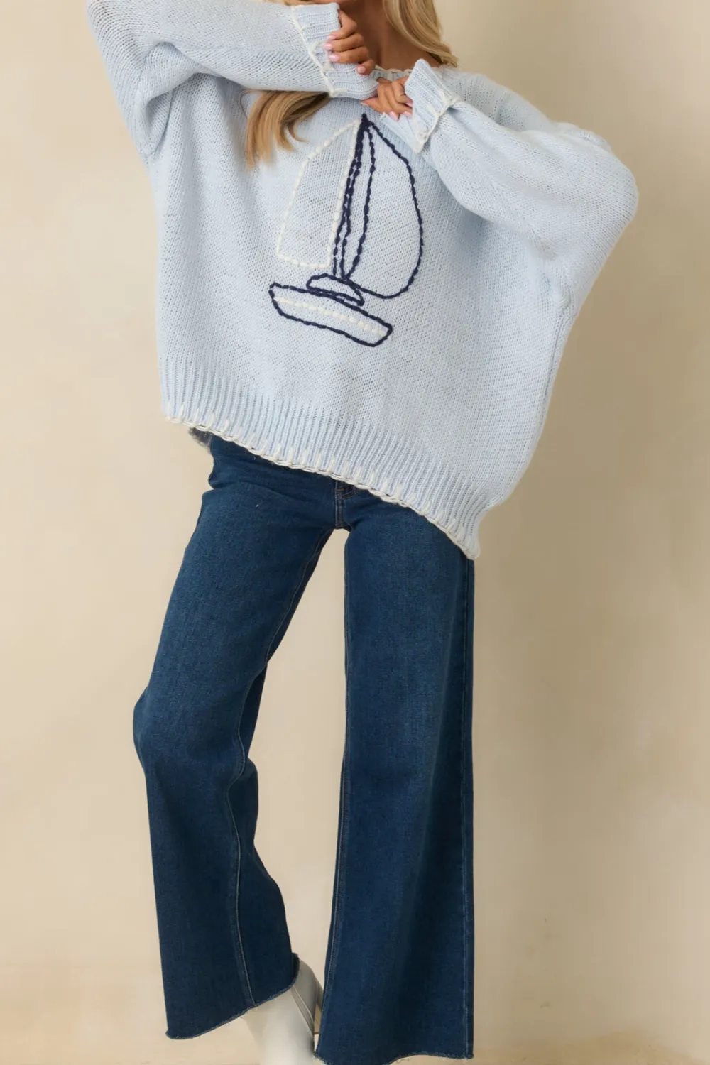 Embroidered Knit Knit Sweater