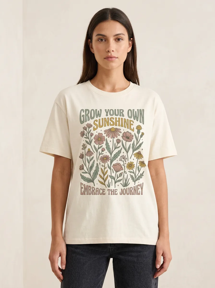 Botanical Sunshine Quote Floral T-Shirt