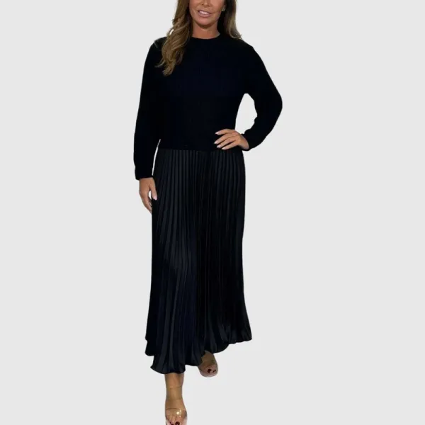 Maxi Dress with Sweater and Pleated Skirt