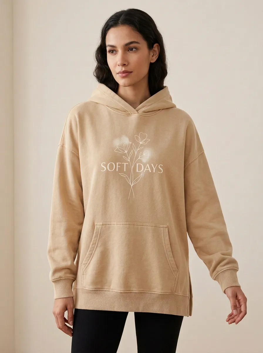 Soft Days Floral Line Art Hoodie