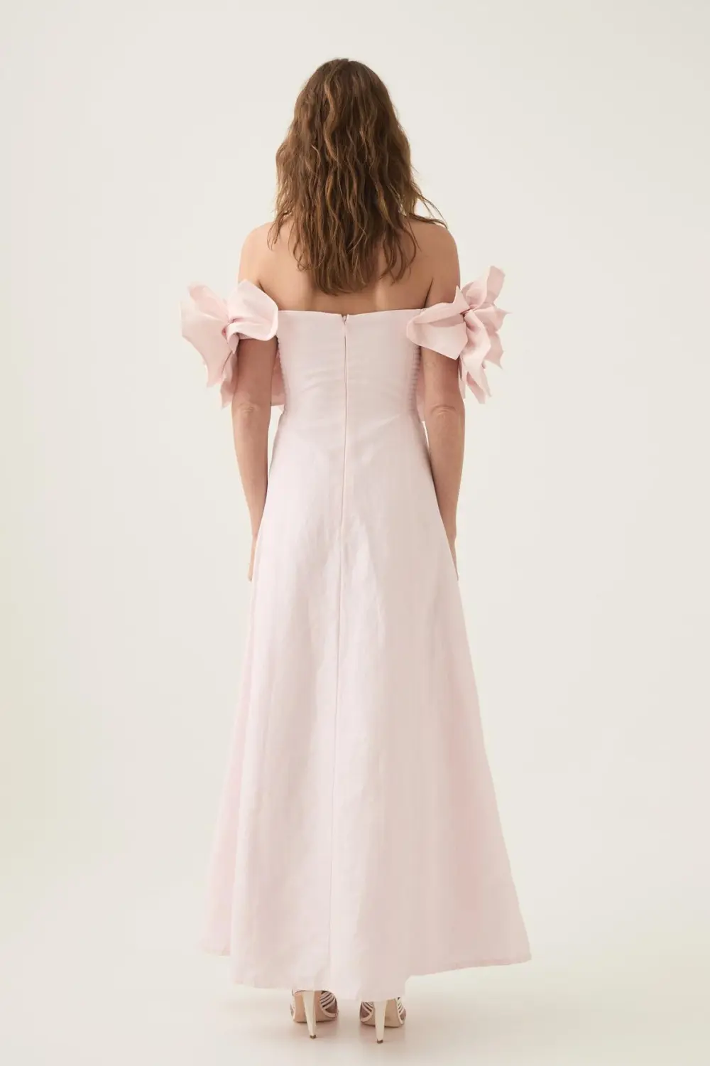 3D Flower Solid Off-Shoulder Midi Dress
