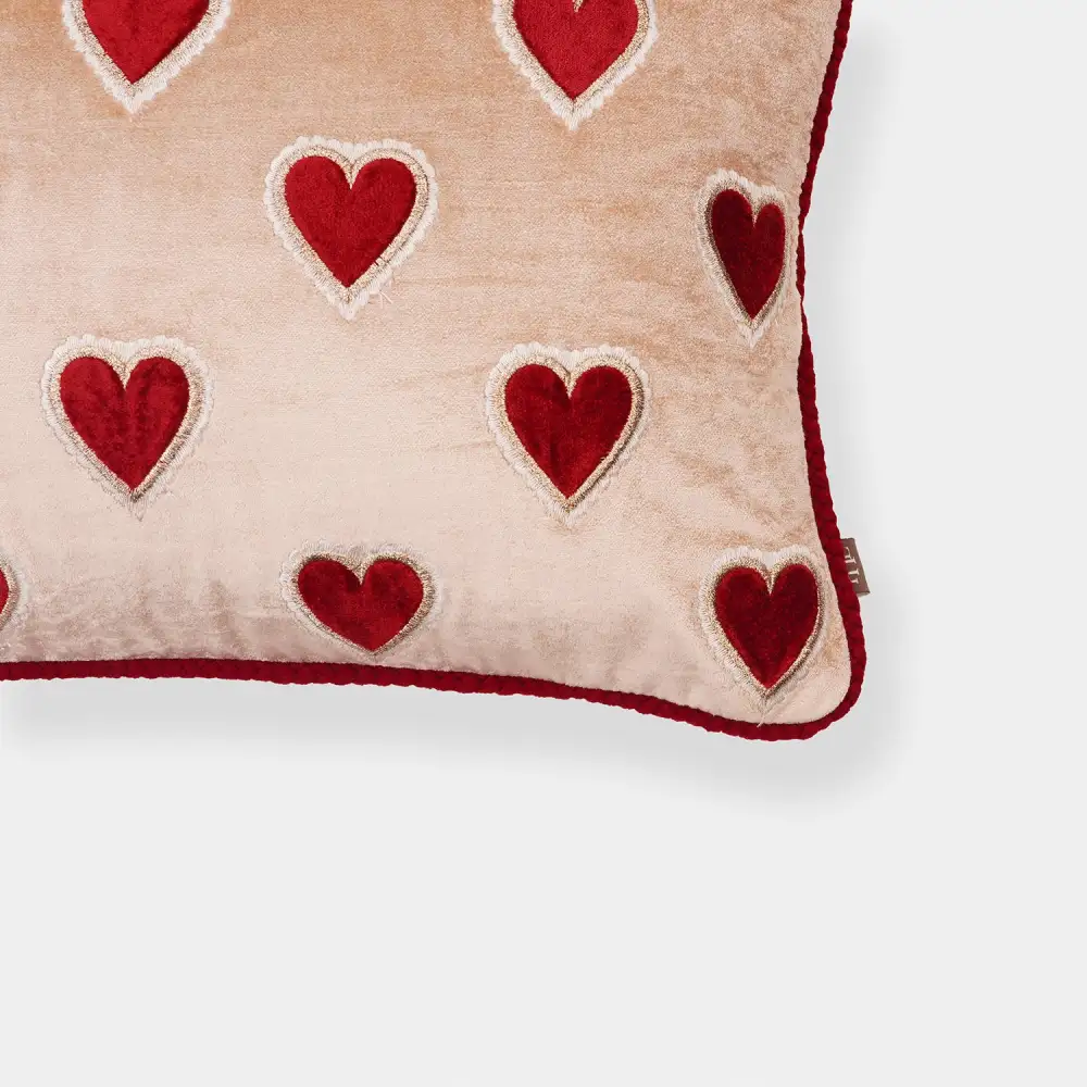 Pink Red Applique Cushion Cover