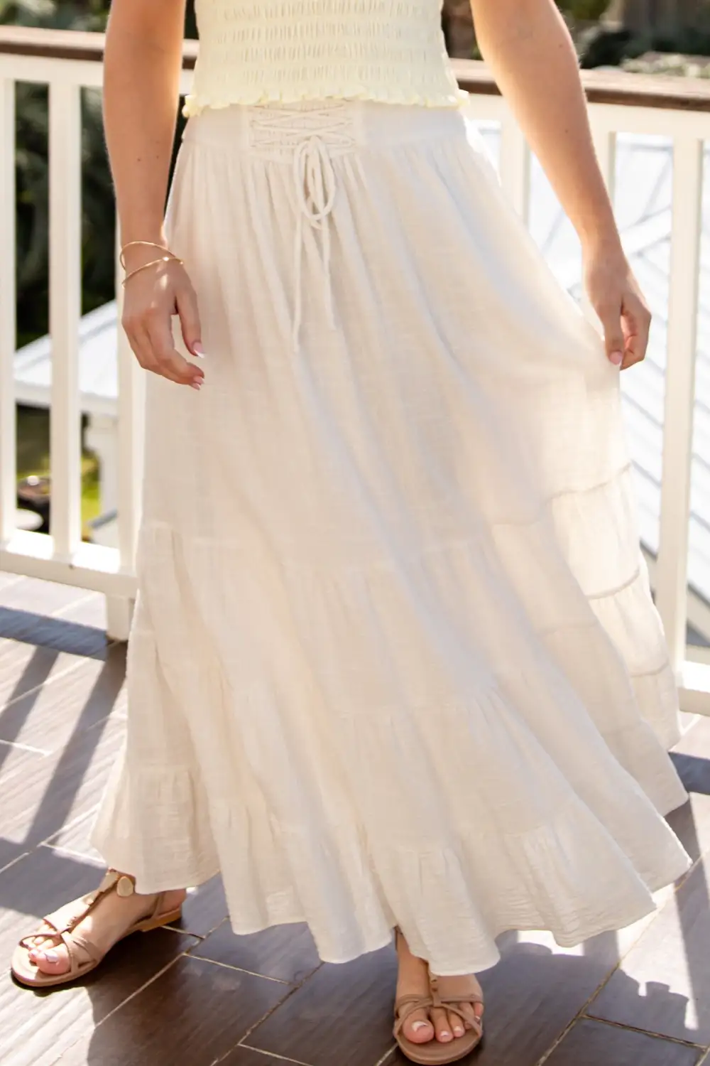 Roomy Drawstring Flowy Casual Skirt