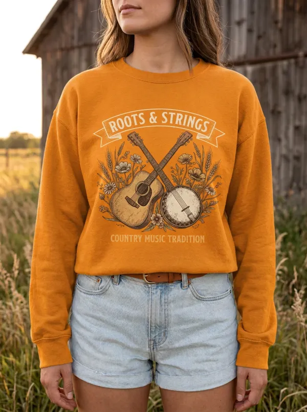 Banjo Guitar Country Music Crewneck Sweatshirt
