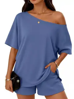 Easygoing Refined Pocketed Top and Shorts Matching Set