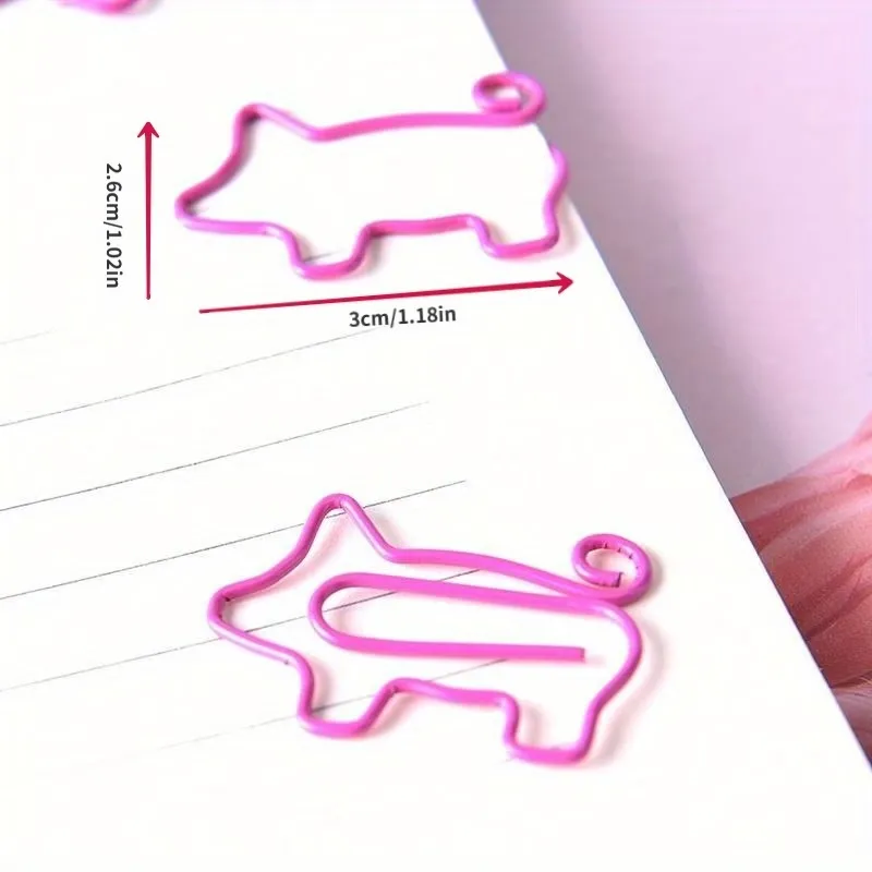 20 Pcs Pig-Shaped Paper Clips