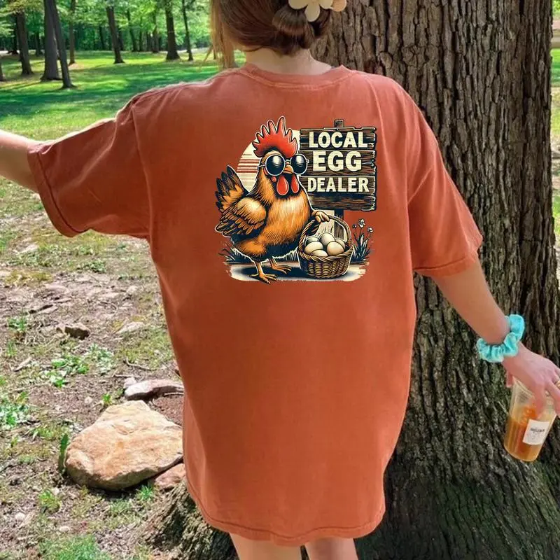 Local Egg Dealer Chicken Farmer Farm Chicken Women's Oversized Comfort T-Shirt Back Print